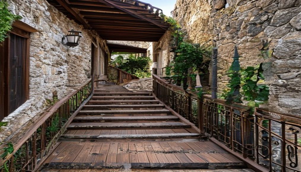 Scale esterne in castagno, Villa Chianti